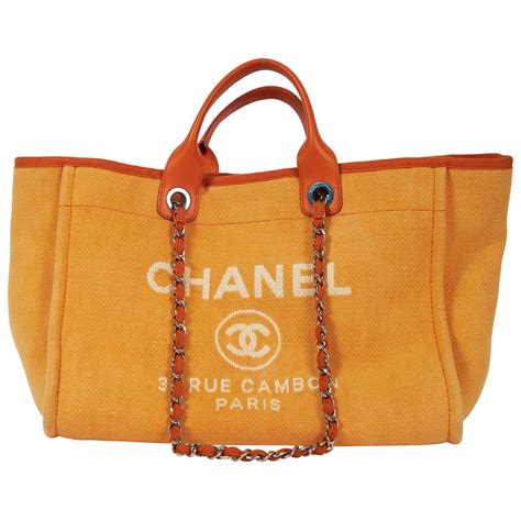 chanel orange flower tote bag